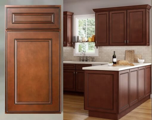 Brown Cocoa Glazed Flat Panel Kitchen Cabinets