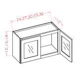 W2415GD - Moonlit Mist - Double Glass Ready Doors Wall Stacker Cabinet with Finished Interior