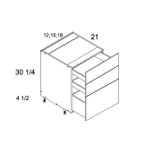 3VDB12 - Venetian Blanc - Altamax Three Drawer Vanity Base Cabinet