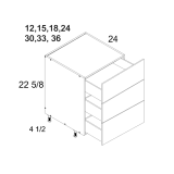 DDR3DB12 - High Gloss White - Altamax Three Drawer Desk Base Cabinet