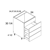 RB4DB24 - High Gloss White - Altamax Three Drawer with One False Front Range Base