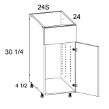 SB24S - High Gloss White - Sink Base Cabinet with False Drawer Front