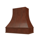 Image: ASH-2V3036 - Heirloom Cocoa - Hudson Curved Strapped Wood Range Hood with Flat Apron Moulding 30"W x