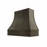 Image: ASH-2V3036 - Soft Ember - Hudson Curved Strapped Wood Range Hood with Flat Apron Moulding 30"W x 36"