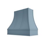 Image: ASH-2V3036 - Soft Powder Blue - Hudson Curved Strapped Wood Range Hood with Flat Apron Moulding 30"W
