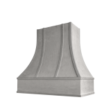 Image: ASH-2V3036 - Timeless Mist - Hudson Curved Strapped Wood Range Hood with Flat Apron Moulding 30"W x 