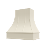 Image: ASH-2V3036 - Antique Shaker - Hudson Curved Strapped Wood Range Hood with Flat Apron Moulding 30"W x