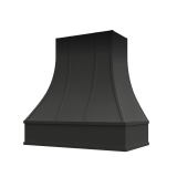 Image: ASH-2V3036 - Black Shaker - Hudson Curved Strapped Wood Range Hood with Flat Apron Moulding 30"W x 3