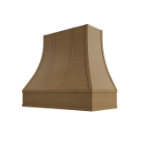 Image: ASH-2V3036 - Rift Oak Shaker - Hudson Curved Strapped Wood Range Hood with Flat Apron Moulding 30"W
