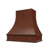Image: ASH-3V3036 - Heirloom Cocoa - Hudson Curved Strapped Wood Range Hood with Classic Apron Moulding 30"