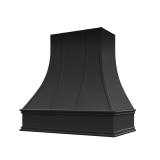 Image: ASH-3V3036 - Black Shaker - Hudson Curved Strapped Wood Range Hood with Classic Apron Moulding 30"W 