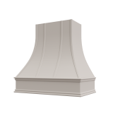Image: ASH-3V3036 - Feather Gray - Hudson Curved Strapped Wood Range Hood with Classic Apron Moulding 30"W 