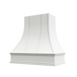 Image: ASH-3V3036 - Timeless White - Hudson Curved Strapped Wood Range Hood with Classic Apron Moulding 30"
