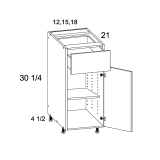 VB12 - Venetian Blanc - Altamax One Door One Drawer Vanity Base Cabinet