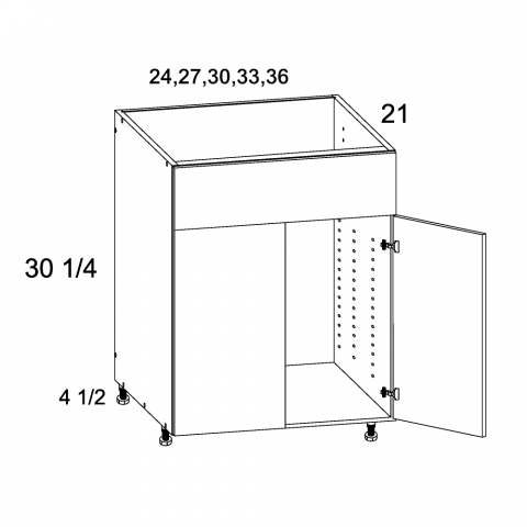 VSB36 - Sicilian White Pine - Two Door One False Drawer Front Vanity Sink Base Cabinet