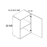 W1223 - High Gloss White - 13-1/2"D One Door Wall Stacker Cabinet