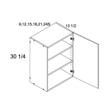 W0930 - High Gloss White - One Door Wall Cabinet