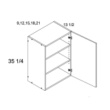 W0935 - High Gloss White - One Door Wall Cabinet