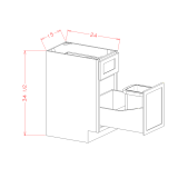 B15TCPO - Stellar White - Base with Single Trashcan Pullout - 15"W x 34-1/2"H x 24"D -1D-1DR-1TC