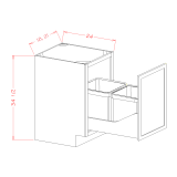 B21FHTCPO - Stellar White - Full Height Door Base with Double Trashcan Pullout