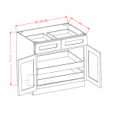 B30S2RS - Moonlit Mist - Double Door Double Drawer Two Rollout Shelf Base Cabinet Kit
