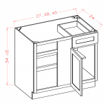 Image: BBC45 - White Shaker - Blind Base Corner Cabinet - 45"W x 34-1/2"H x 24"D -1D-1DR-1S