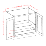 B24FH2RS - Moonlit Mist - Double Full Height Door Two Rollout Shelf Base Cabinet Kit