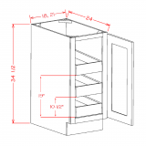 B18FH3RS - Moonlit Mist - Single Full Height Door Three Rollout Shelf Base Cabinet Kit