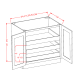 B24FH3RS - Moonlit Mist - Double Full Height Door Three Rollout Shelf Base Cabinet Kit