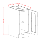 B12FH - Stellar White - Single Full Height Door Base Cabinet - 12"W x 34-1/2"H x 24"D -1D-1S