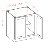 B24FH - Stellar White - Double Full Height Door Base Cabinet - 24"W x 34-1/2"H x 24"D -2D-1S