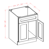 VS24 - Stellar White - Vanity Sink Base Cabinet - 24"W x 34-1/2"H x 21"D X -2D-1FDR