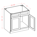 VS30 - Stellar White - Vanity Sink Base Cabinet - 30"W x 34-1/2"H x 21"D -2D-2FDR