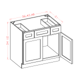 VSD36 - Stellar White - Vanity Combo Base Cabinet - 36"W x 34-1/2"H x 21"D -2D-2DR-1FDR