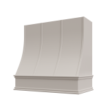 Image: CHA-3V3036 - Feather Gray - Essex Sloped Strapped Wood Range Hood with Classic Apron Moulding 30"W x