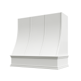 Image: CHA-3V3036 - Timeless White - Essex Sloped Strapped Wood Range Hood with Classic Apron Moulding 30"W