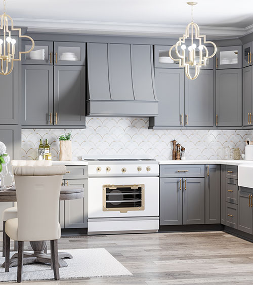 Image: Essex Sloped Wood Range Hoods Ready to Assemble Kitchen Cabinets