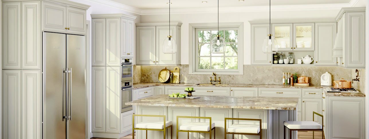 Glazed Pearl Kitchen Cabinets