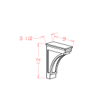 MCB - Moonlit Mist - Modern Corbel - 3-1/2"W x 12"H x 9"D