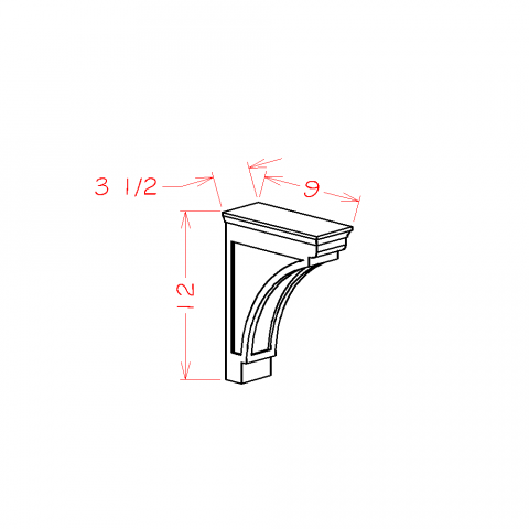 MCB - Antique Shaker - Modern Corbel - 3-1/2"W x 12"H x 9"D