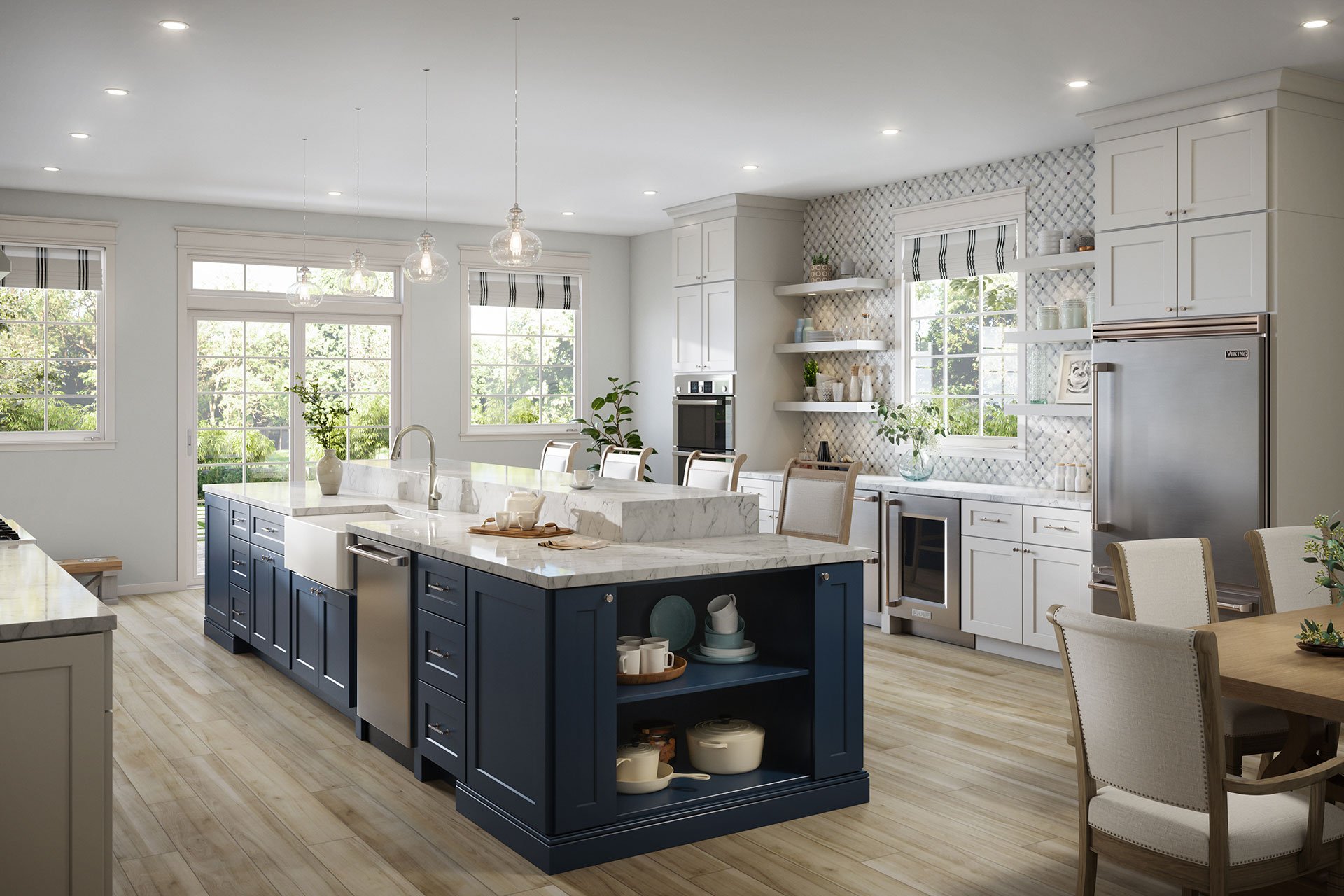 Navy Blue Shaker Frameless Kitchen Cabinets