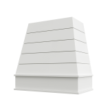 Image: RAL-3V3036 - Timeless White - Bristol Tapered Shiplap Wood Range Hood with Block Apron Moulding 30"W