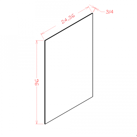 S3696 - White Shaker - Finished Shelf Board - 36"W x 96"H x 3/4"D