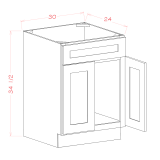 SB30S - Stellar White - Sink Base Cabinet - 30"W x 34-1/2"H x 24"D -2D-1FDR