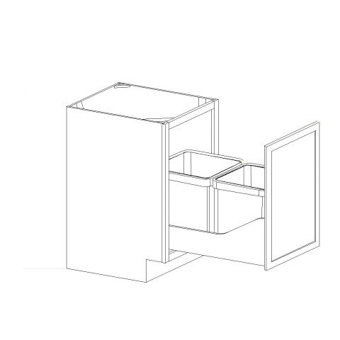 B18FHTCPO - Timeless Sage - Full Height Door Base with Double Trashcan Pullout