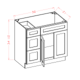 V3621DL - Timeless Sage - Vanity Combo Base Cabinet with Drawers Left - 36"W x 34-1/2"H x 21"D -2D-3