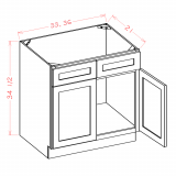 Image: VS33 - White Shaker - Double Door Double Drawer Front Vanity Sink Base