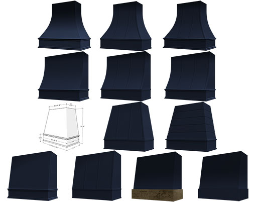 Image: Navy Shaker Wood Range Hoods Ready to Assemble Kitchen Cabinets