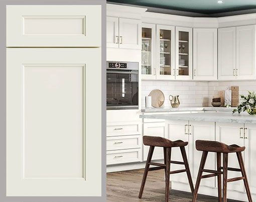 Image: Soft Linen Kitchen Cabinets Ready to Assemble Kitchen Cabinets