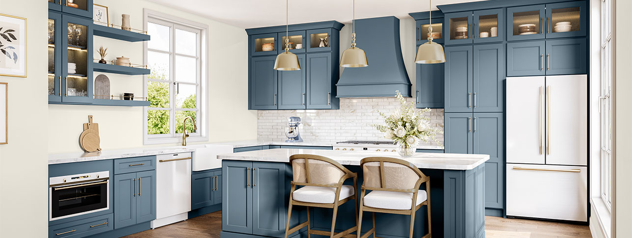 Soft Powder Blue Kitchen Cabinets